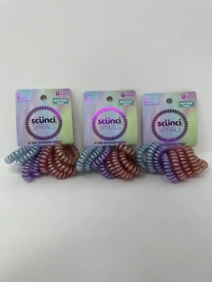 Espirales de cola de caballo con brillo metálico de sujeción sin abolladuras Scunci, paquete de 8 lote de 3 Foto 1 de 4
