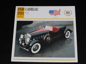 FICHE VOITURE - CADILLAC V16 - 1930 -  1931  - DE 1990 - 14 cm X 14 cm - Imagen 1 de 1