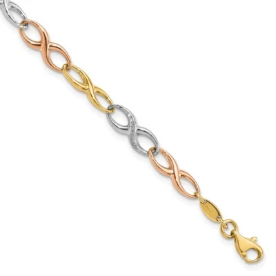 10K Tri-color Gold Infinity Symbol Link 7.5" Bracelet 3.08g for Mom - Image 1 of 4