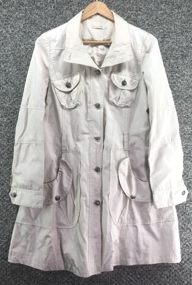Antique Designed By Siya Jacket Long Coat Beige Womens Sz M Lined Pockets - Image 1 of 4