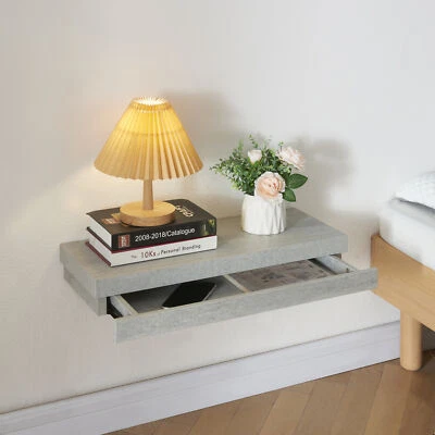 [en.casa] Wandregal mit Schublade Nachttisch Schubladenregal Hängeregal Regal - Bild 1 von 4