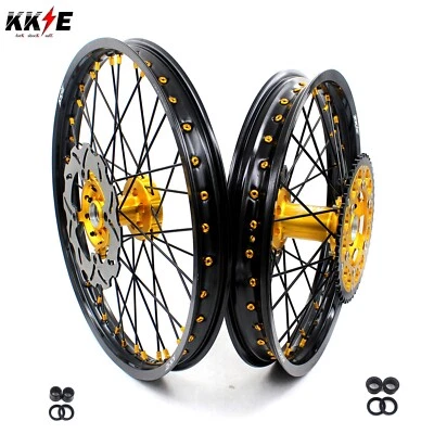 KKE 21/19 MX Wheels Rims for SUZUKI RMZ250 2007-2017 RMZ450 2005-2017 Disc Gold - Image 1 of 4