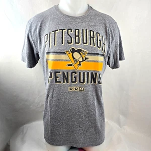 T-shirt Pittsburgh Penguins uomo grande grigia CCM hockey grafica maglietta poli misto - Foto 1 di 8