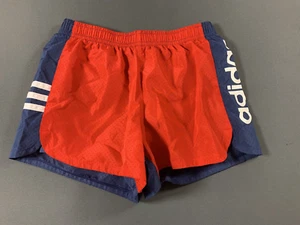 Adidas Shorts Small 7/8 Youth White Stripes Red Navy Blue Elastic Waist Mesh - Picture 1 of 11