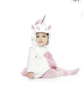 Carter's PLUSH Unicorn Halloween COSTUME Pink White Metallic Silver 3-6 Months - Picture 1 of 3