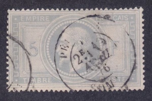 Francia 37 Usado 1869 5fr Gris Violeta Napoleón III Edición VF Scv $750.00 - Imagen 1 de 1