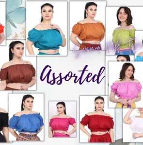 Venta al por mayor Mujeres Verano Corte Longitud Talla Grande Algodón Puff Top 10 piezas Lote Surtido - Imagen 1 de 24