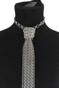 Corbata Chainmail, artículo nuevo, corbata de plata con toques de aluminio regalo - Imagen 1 de 5