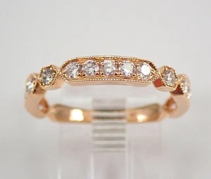 Alianza apilable de aniversario de diamantes de 0,52 quilates de oro rosa de 18 quilates talla 7 - Imagen 1 de 7