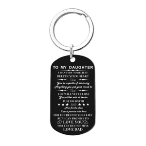 Appreciation Note To Daughter From Dad Dog Tag Style Keychain Gift Love Black - Picture 1 of 3