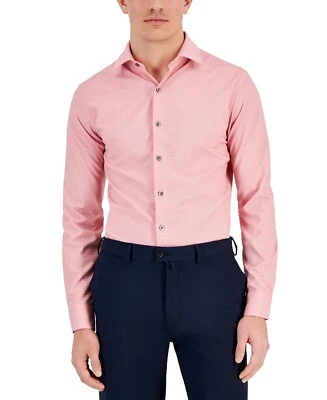 Alfani Slim-Fit 4-Way Stretch Medallion Dress Shirt Men's 15-15.5 32-33 Pink L/S - Image 1 of 4