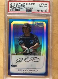 2011 BOWMAN CHROME Sean Ochinko BLUE REFRACTOR #BCP47  /250 Psa 10