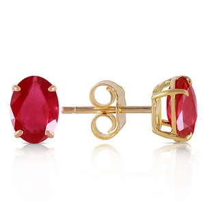 14K Gold 1.80ct Ruby Oval Stud Earrings - Foto 1 di 2