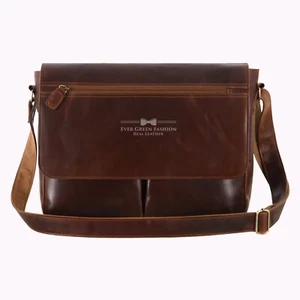 Bolso Mensajero para Laptop Castaño Caballo Loco Cuero Maletín Hombro Bolso de Viaje - Imagen 1 de 6