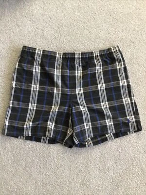 Pantalones cortos de natación deportivos Polo Ralph Lauren vintage para hombre talla L negros grises a cuadros Foto 1 de 4