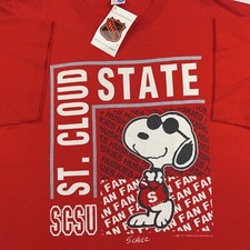 NWT vtg 80s SNOOPY ST. CLOUD STATE HUSKIES ICE HOCKEY T-Shirt XL minnesota nhl