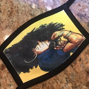 Afro Strong Black Working Woman Face Mask Reusable Washable Double Layer - Picture 1 of 2