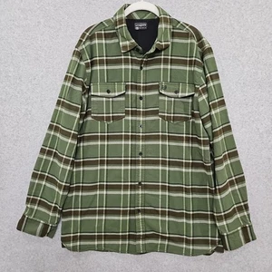 Camisa de franela con botones Mt Ops para hombre talla XL verde a cuadros manga larga logotipo - Imagen 1 de 10