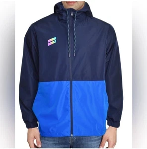 Hurley Men’s Exist Windbreaker Rain Jacket Hooded Water Resistant Blue Medium - Picture 1 of 12