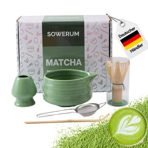 Matcha Set Grün Premium Set 5 teilig Geschenk Matscha Matchaschale Matchabesen - Bild 1 von 7