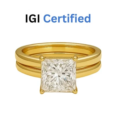 2.50 Carat Princes Cut Ring Lab Grown Diamond Solitaire Ring Igi Certified - Image 1 of 4