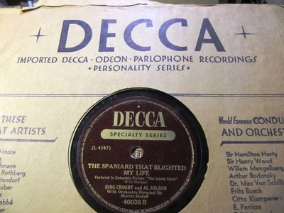 AL JOLSON Bing Crosby Movie ALEXANDER's RAGTIME BAND The Spaniard DECCA 40038 - Image 1 of 4