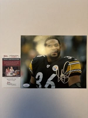 Foto brilhante assinada por Jerome Bettis Los Angeles Rams 8x10 autenticada pela JSA - Imagem 1 de 3