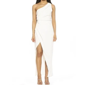 Alexa Admor Alessi White One Shoulder Dress Size 8 NWT - Picture 1 of 16