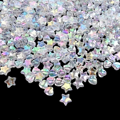 300pcs White Heart Beads and Star Beads Charms Acrylic Beads for Jewelry Making - Image 1 of 4