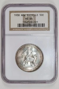 1938 NEW ROCHELLE COMMEMORATIVE HALF DOLLAR NGC MS66 - Picture 1 of 2