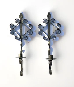 Paar schmiedeeiserne Gothic/Spanische Revival Kerzen Wandleuchter, 16" hoch - Bild 1 von 7