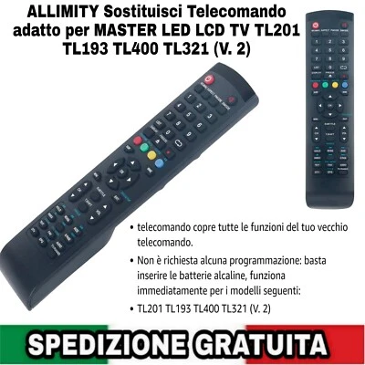 Sostituisci Telecomando adatto per MASTER LED LCD TV TL201 TL193 TL400 TL321  - Immagine 1 di 4