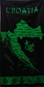 KROATIEN KARTE JUMBO STRANDHANDTUCH ANKER BOOT 100 % ÄGYPTISCHE BAUMWOLLE 90 cm x 170 cm NQP - Bild 1 von 1