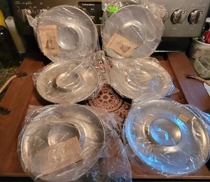 VTG Wilton 6 Pewter Chip Dip Plates NEW Columbia RWP 1973 Set Armetale Dish Lot - Picture 1 of 14