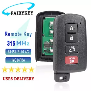 For 2014-2019 Toyota Highlander Smart Remote Key Fob HYQ14FBA Board: 281451-2110 - Picture 1 of 8