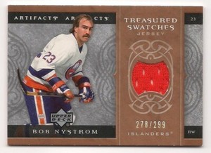 Bob Nystrom 07-08 Upper Deck Artifacts Treasured Swatches Game Used Jersey /299