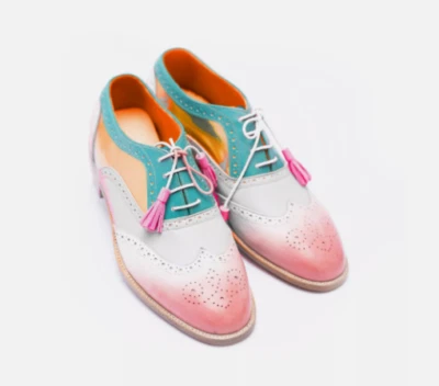 Новый многоцветный Brogue кожи официальный шнурует вверх вечеринки износ обувь для женщин - Изображение 1 из 3