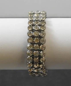 Pulsera Novia De Colección Tono Plata Estrás Transparente Japón 2 1/8" G15 - Imagen 1 de 9