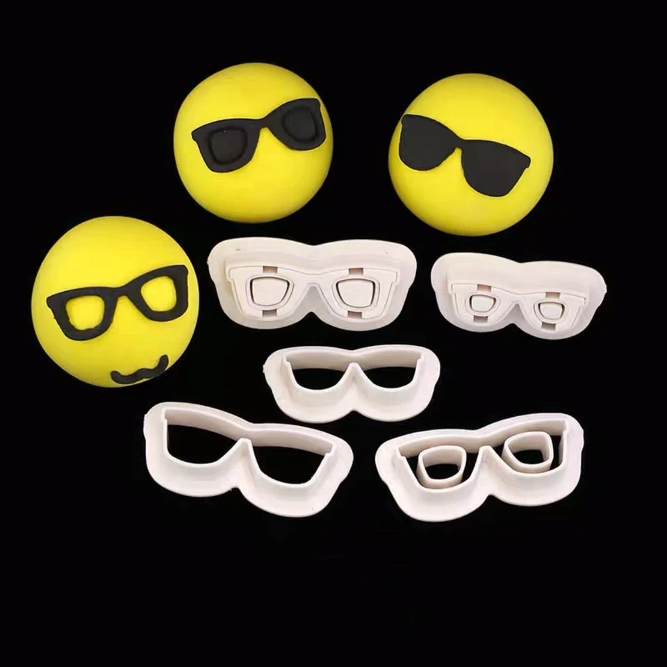 7pcs Set Glasses Frame Sunglasses Sugarcraft Fondant Cookie Embosser Cutters - image 1 of 2