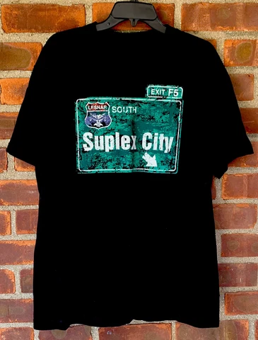 WWE Wrestling Brock Lesnar Suplex City Black Shirt Danger Ahead Size Large Cover