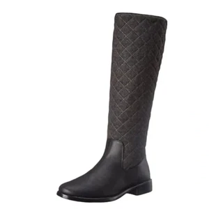 AEROSOLES Establish Quilted Wide Calf Riding Boot, Black/Gray, sz 6.5M - Picture 1 of 15