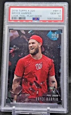 2018 Topps X 220 Second to None Look Good Feel Play Bryce Harper #BH-4 PSA 10 - Image 1 of 2
