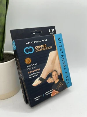Lot of 2x Copper Compression Sleeve Metatarsal Pads Size S/M Unisex 1 Pair - Image 1 of 3