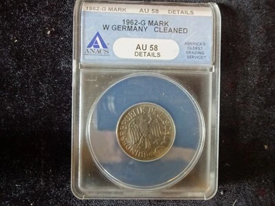 1962-G West Germany 1 Mark AU 58 Details / Cleaned - Image 1 of 4