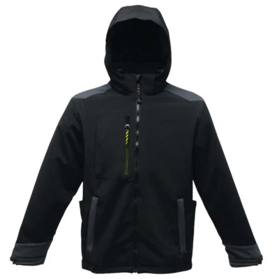 Regatta Mens Enforcer Softshell Water Wind Resistant Outdoor Jacket Hoodie Black - Image 1 of 4