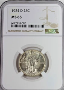 1924-D Standing Liberty Quarter : NGC MS65 Blazing White - Picture 1 of 4