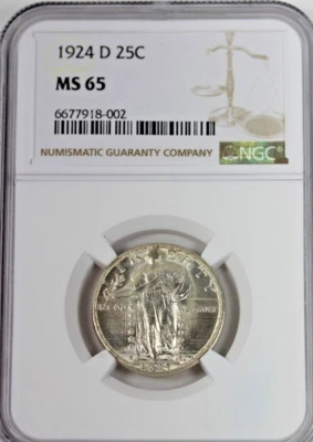 1924-D Standing Liberty Quarter : NGC MS65  Blazing White - Image 1 of 4