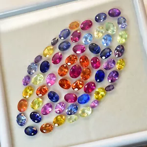 Lotto taglio ovale 7x5 mm CERTIFICATO 100 pezzi zaffiro naturale non trattato pietra preziosa sfusa - Foto 1 di 17