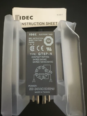 Миниатюрный 8-контактный подключаемый таймер GT5P-N3MA200 IDEC GT5P SPDT 5A 200-240 В переменного тока - Изображение 1 из 4