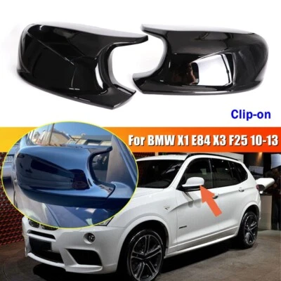 Tapa de repuesto de tapa de espejo retrovisor lateral negro brillante para BMW X1 E84 X3 F25 2010-2013 Foto 1 de 4